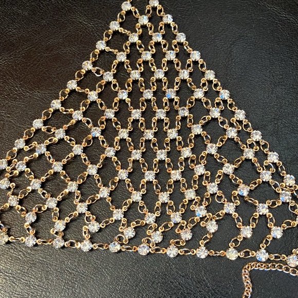 Rhinestone Gold Triangle Body Jewelry - Picture 3 of 5